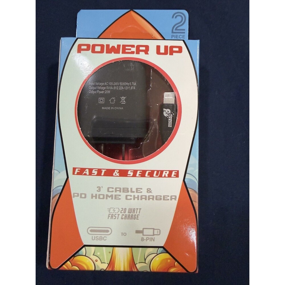 Power Up fast and secure 3' cable and pd home charger 20w - USBC TO 8-PIN